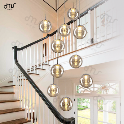酒店吊燈長(zhǎng)吊燈復(fù)式樓樓梯間吊燈高級(jí)豪宅別墅樣板間時(shí)尚玻璃吊燈