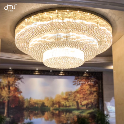 酒店大堂宴會(huì)廳KTV會(huì)所售樓處圓形水晶吊燈別墅客廳工程定制吊燈